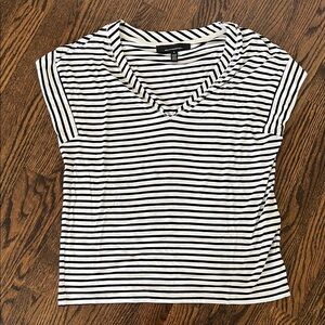 White House Black Market Striped V-Neck Tee
